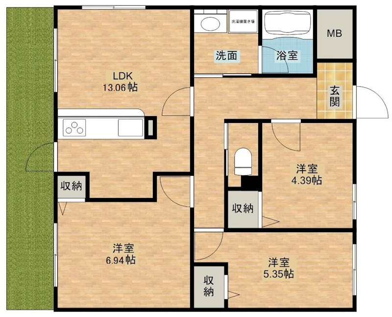 アートピア西都台 101号室 間取り
