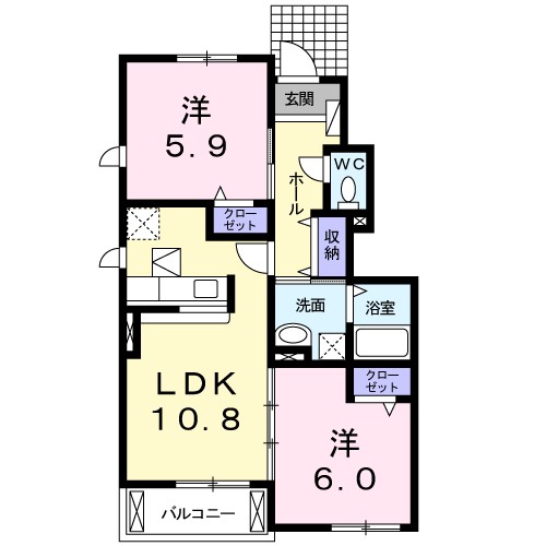 ベルデ日和 102号室 間取り
