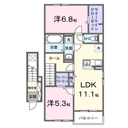 クレストⅢ 202号室 間取り