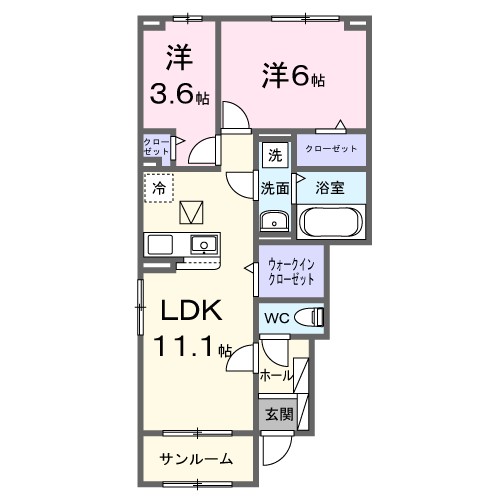 クレストⅢ 101号室 間取り
