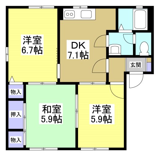 プレステージ中部ⅡC 201号室 間取り