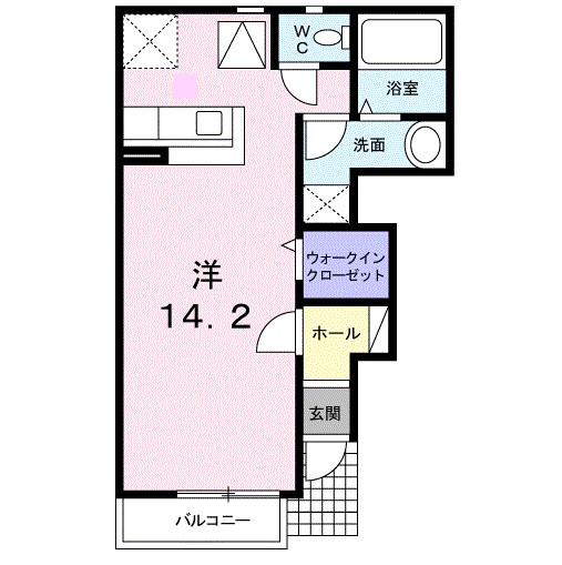 プラシード 102号室 間取り