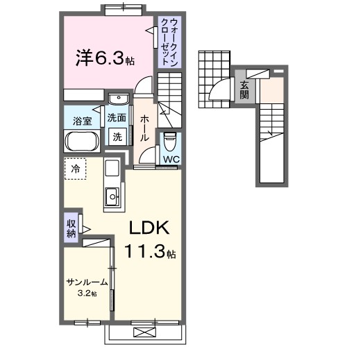 シェリール 202号室 間取り