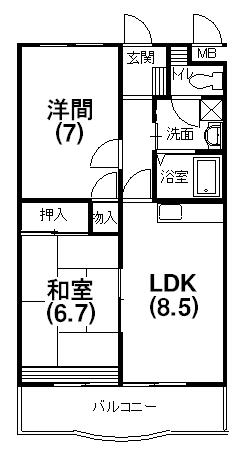 ハミング弥生 201号室 間取り