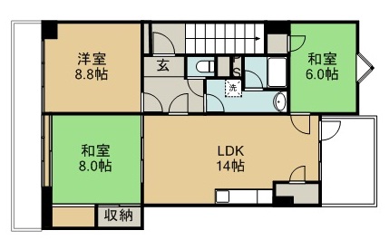 宮町マンションファラオ 402号室 間取り
