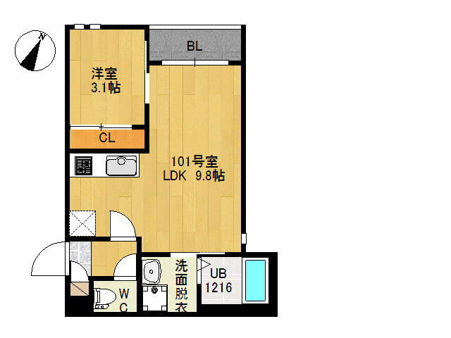 ＧＲＡＮＤＴＩＣＨＡＬＥ東照宮（グランティックハレトウショウグ 101号室 間取り