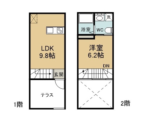 ナカクラテラス F号室 間取り