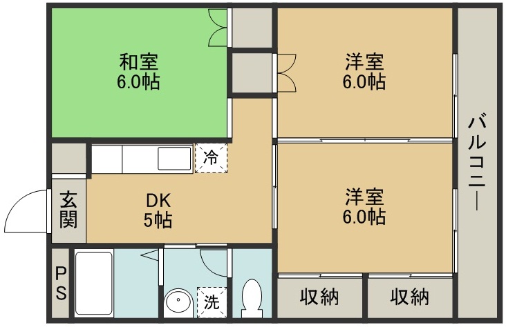 萱場ハイツ 201号室 間取り