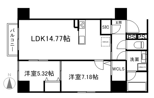 グラン・ドミール小田原山本丁 705号室 間取り