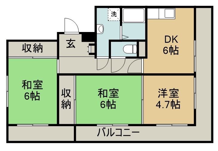 ツインヒルズＡ館 405号室 間取り