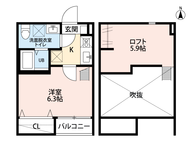 ＡＳＳＯ台原 205号室 間取り