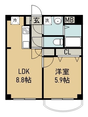 クラベール 202号室 間取り