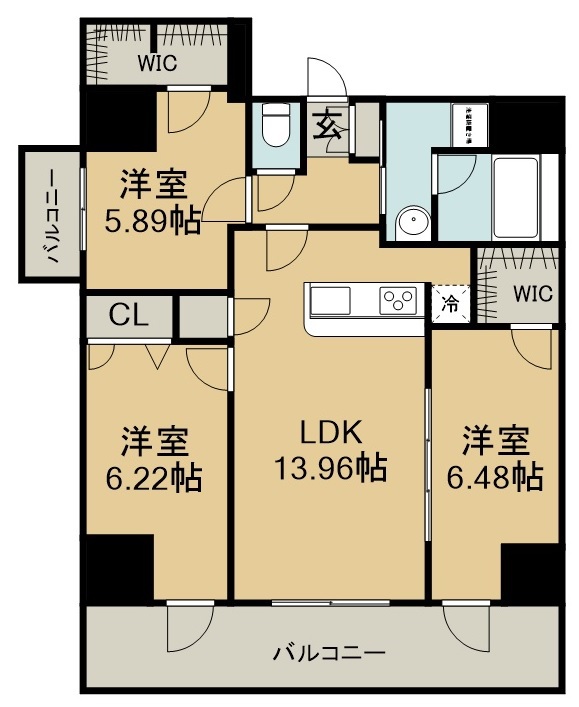 アルティザ仙台花京院 1305号室 間取り