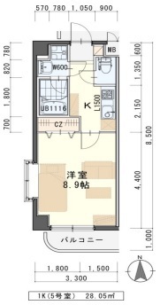 ＮｏｒｔｈＬｉｌａｃ 202号室 間取り