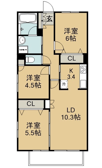 １０８宮千代 406号室 間取り