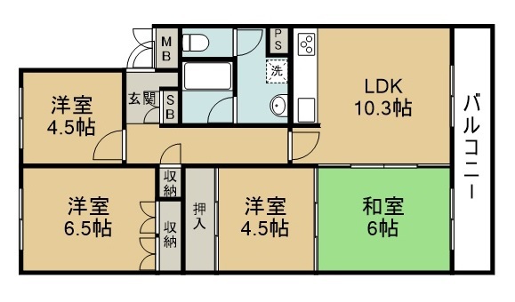 フローラハイツ仙台 307号室 間取り