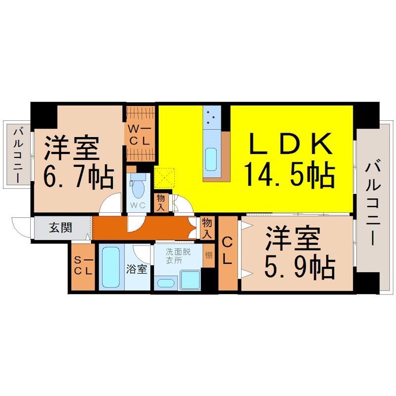 ラトゥール代官町ＷＥＳＴ 間取り