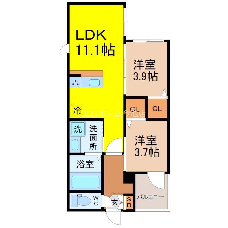 仮称）菊園町四丁目アパート 間取り
