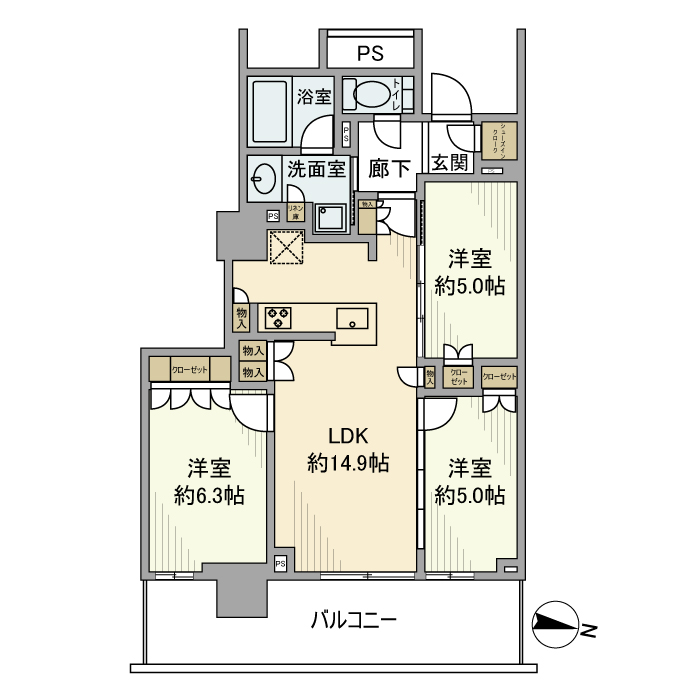 プラウドタワー川口クロス 間取り