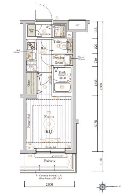 登戸独身寮（RELIA登戸EASTSIDE） 間取り