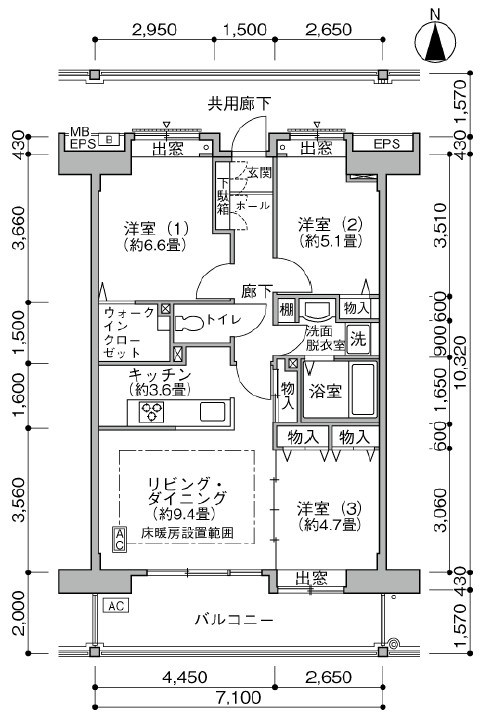 川崎東門前家族寮（ミラリオ大師河原） 間取り