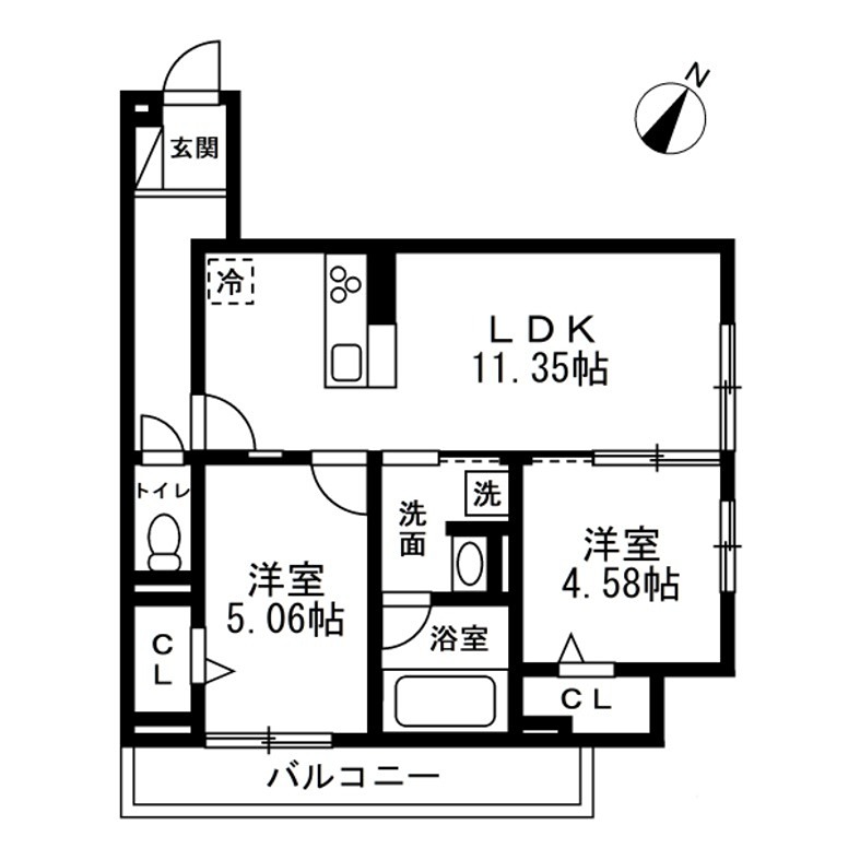 (仮)国立市谷保4丁目PJ　新築共同住宅A棟 間取り