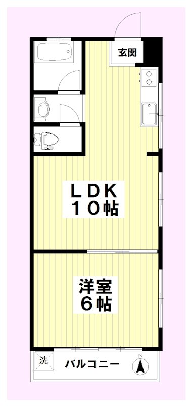 パークサイド一ツ家 206号室 間取り
