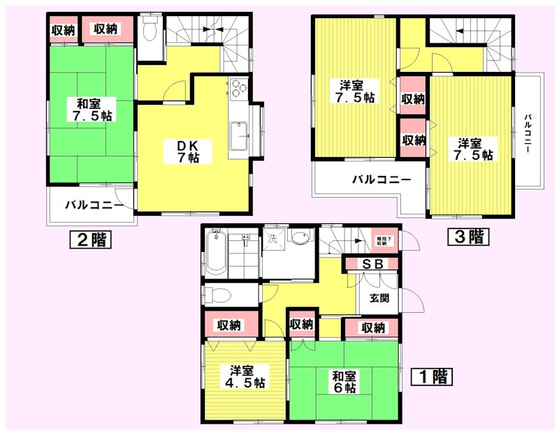 千住大川町戸建 間取り図