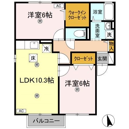 ビバーチェやまは奈　A 101号室 間取り