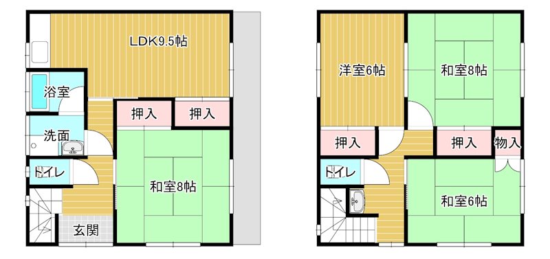岡田貸家①（古三津） 間取り