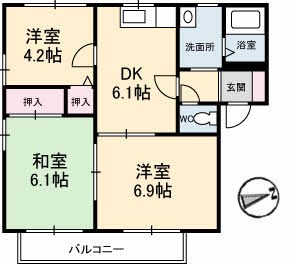 アネックス立岩 B205号室 間取り