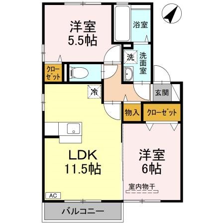 レジデンシア江口橋　B 202号室 間取り