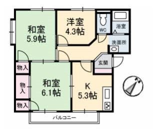 コートハウスコスモスＣ 102号室 間取り