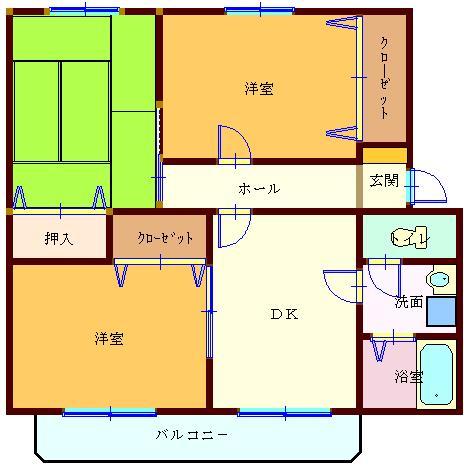 ブルースカイ 202号室 間取り