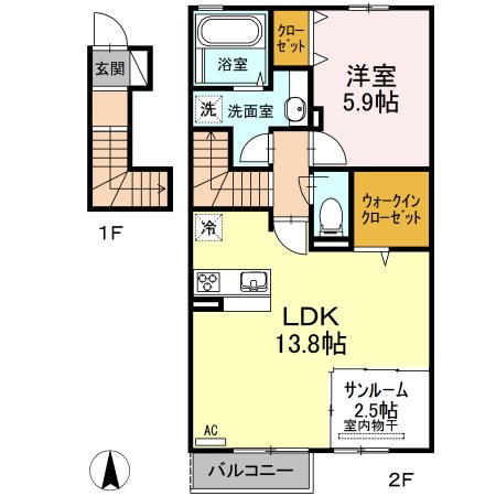 パールリリィ 202号室 間取り