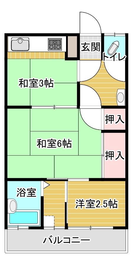 白百合荘 205号室 間取り