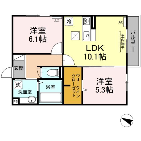 リベルテ上泉 201号室 間取り