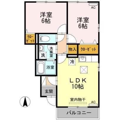 カンファート　B 103号室 間取り