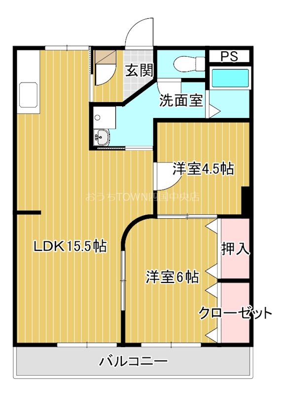 アサヒパレス川之江　Ａ棟 105号室 間取り