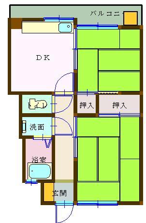 コーポ松一　南 22号室 間取り