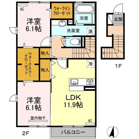Ｇｒａｃｅ・Ｋ 202号室 間取り