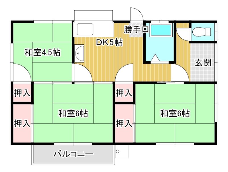 山口ＹＡ貸家（平屋） 間取り