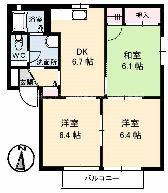 ハイムＡ・Ｄ２１ C206号室 間取り