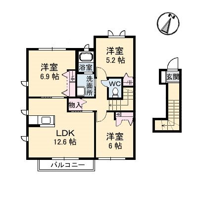 シャーメゾン中之庄 202号室 間取り