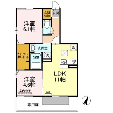 Una Casa Famigliai Ⅰ棟 102号室 間取り