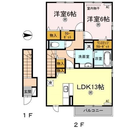 カサフェリス 208号室 間取り