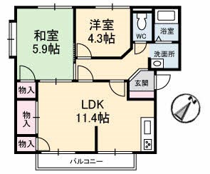 コートハウスコスモスＣ 202号室 間取り