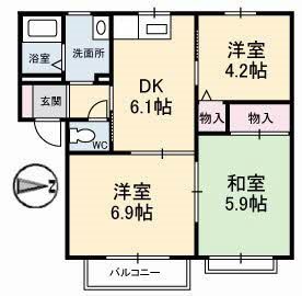 シャトレ庄内　A 203号室 間取り