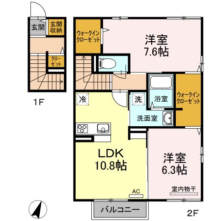 Una Casa Famigliai Ⅱ棟 201号室 間取り