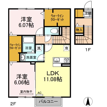 D-room沢津 203号室 間取り